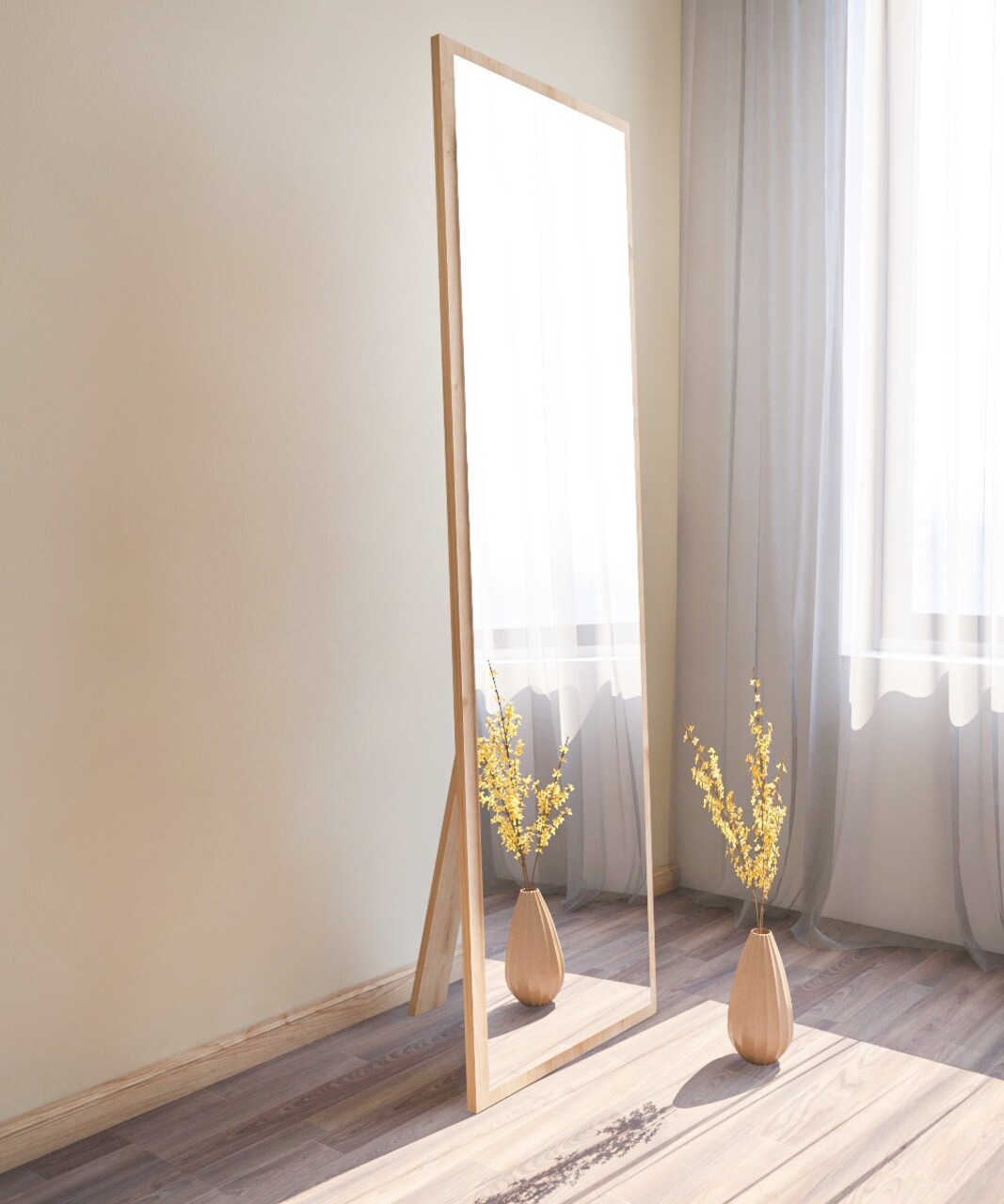 Oglinda decorativa, Hanah Home, Tessa, 50x160x2.2 cm, Natural - imagine 7